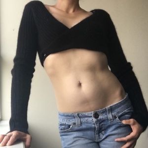 David Bitton short black sweater shrug